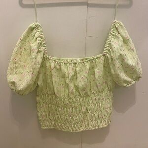 Elodie Light Green Puff Sleeve Top